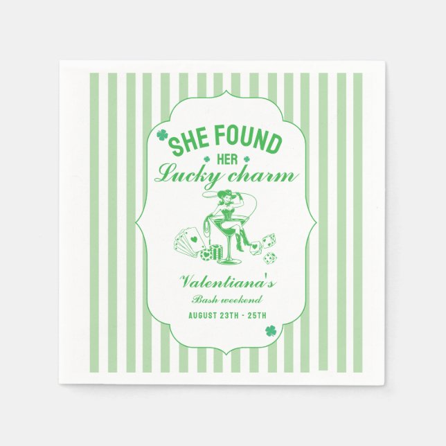 St patrick she found her lcuky charm bachelorette  napkin (Front)