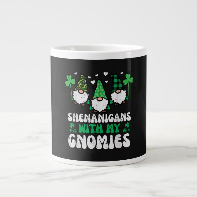 St Patrick Shenanigans With Gnomies Gnomes Large Coffee Mug (Front)