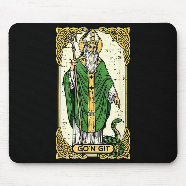 St patrick snake gon git card saint pattys men mouse mat (Front)