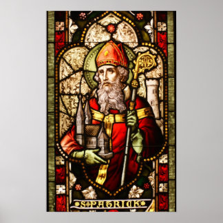 St. Patrick Stained Glass Art Deco Poster