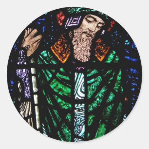 St. Patrick Stained Glass Classic Round Sticker