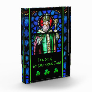 St. Patrick Stained-Glass Shamrocks Photo Block