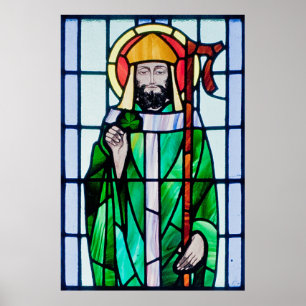 st patrick stained glass window poster