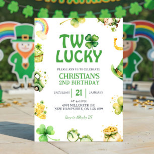 St Patrick Two Lucky Birthday Invitation