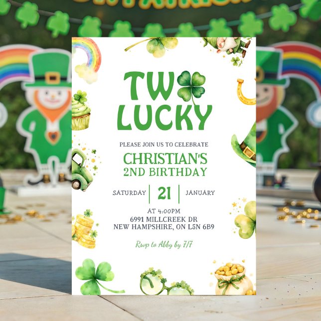 St Patrick Two Lucky Birthday Invitation (Creator Uploaded)