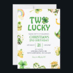 St Patrick Two Lucky Birthday Invitation<br><div class="desc">St Patrick Birthday Invitation,  Two Lucky Birthday Invite,  Editable St Patrick Theme Birthday Invite</div>