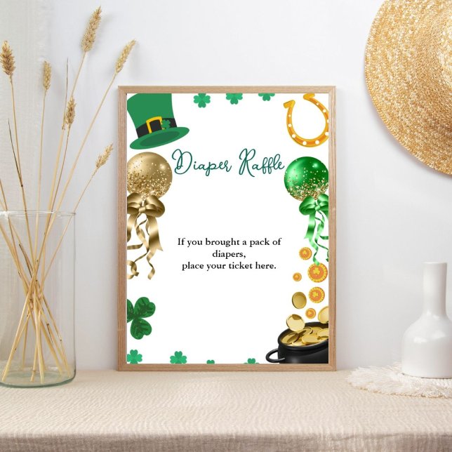 St Patrick Watercolor Baby shower diaper raffle Poster (Creator Uploaded)