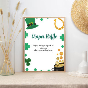 St Patrick Watercolor Baby shower diaper raffle Poster