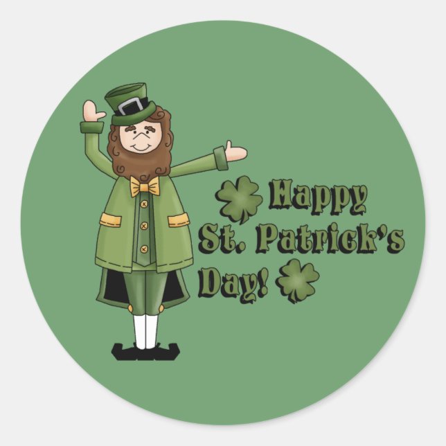St Patrick Wishes You A Happy St Pats Day Classic Round Sticker (Front)