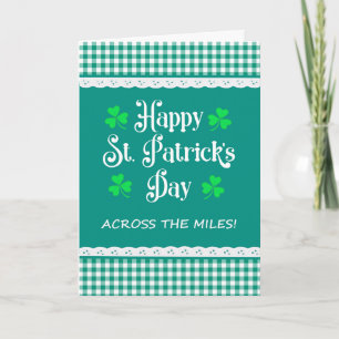 St Patrick's Across the Miles Shamrock Green Check Card