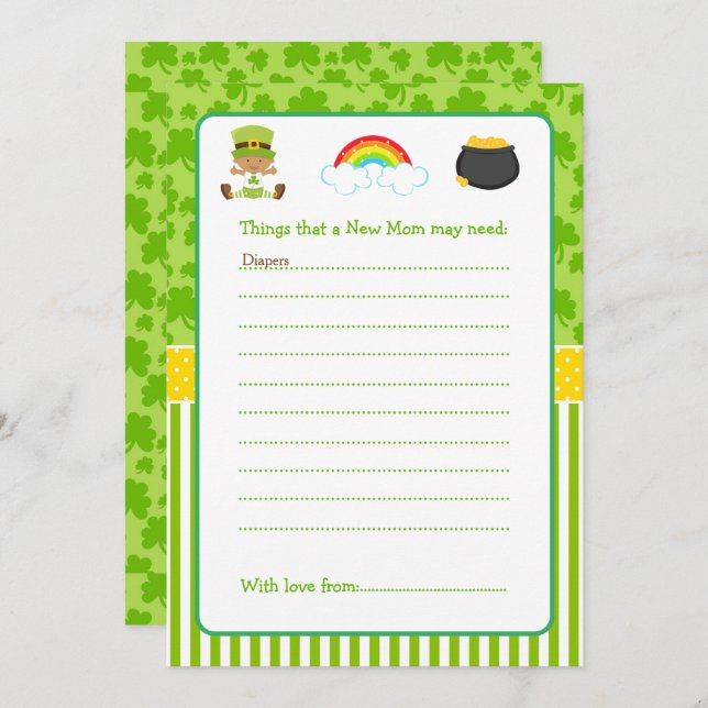 St Patricks African American Baby Boy Advice List Invitation (Front/Back)