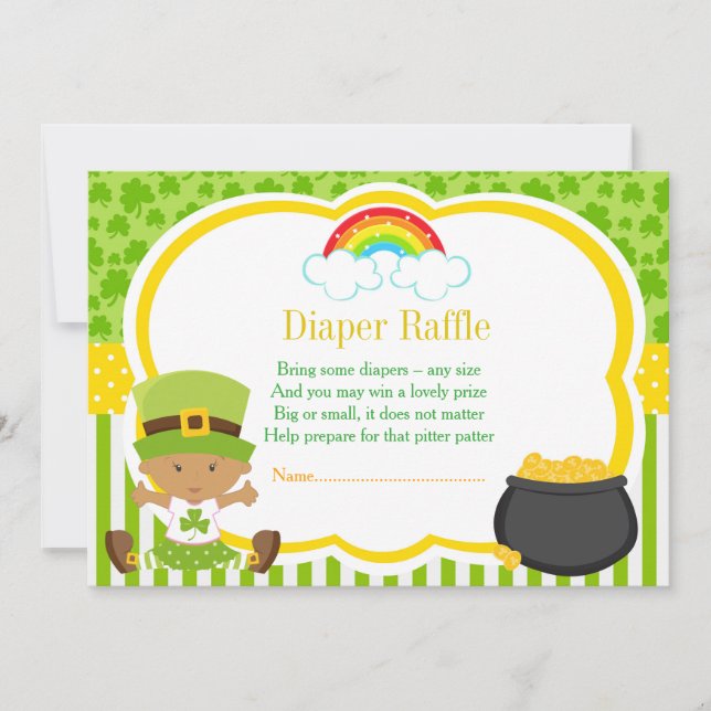 St Patricks African American Girl Diaper Raffle Invitation (Front)