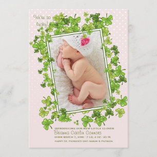 St. Patrick's Baby Girl Photo Birth Announcement