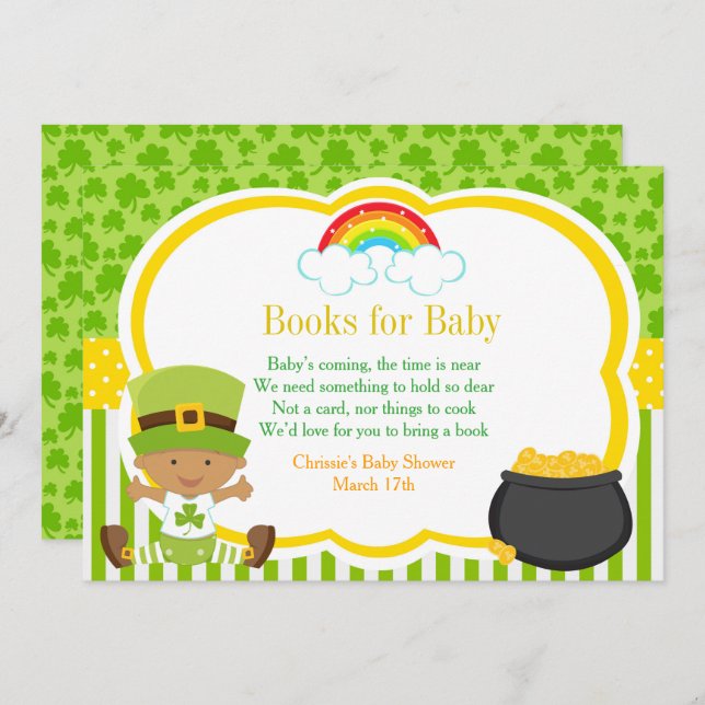 St Patricks Baby Shower Books for Baby Invitation (Front/Back)