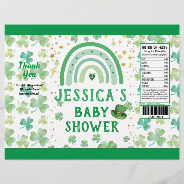 St Patrick's Baby Shower Favour Chip Bag Wrapper (Front)