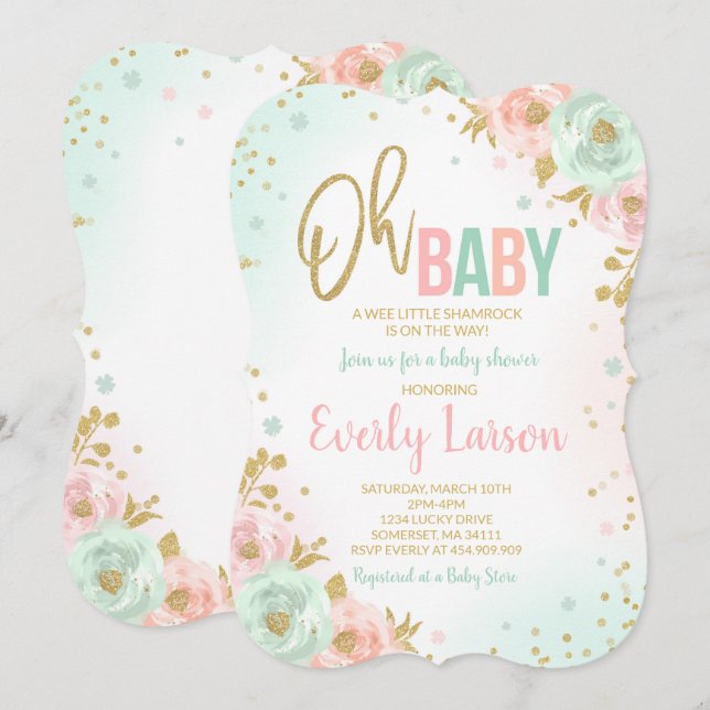 St. Patrick's Baby Shower Invitation Irish Shower (Front/Back)