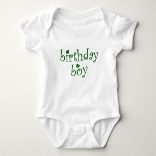 St Patrick's Birthday Boy with Shamrocks Baby Bodysuit
