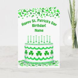 St Patrick's Birthday Cake Custom Candles Greeting Card