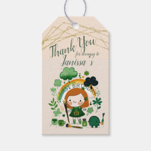 St. Patricks Birthday Girl Shamrock Glitter Gift Tags