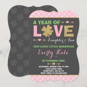 St. Patrick's Birthday Invitation Little Shamrock