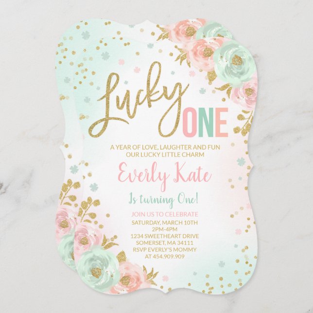 St. Patrick's Birthday Invitation Lucky One Party (Front/Back)