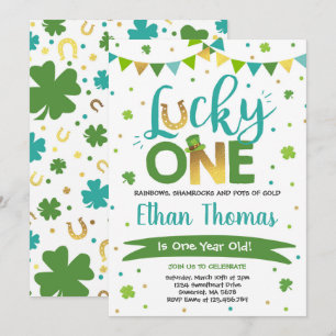St. Patrick's Birthday Invitation Lucky One Party
