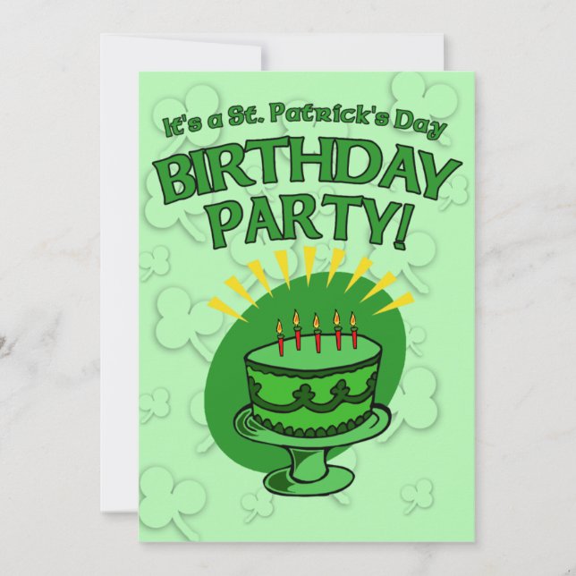 St. Patrick's Birthday Party Invite Customisable (Front)