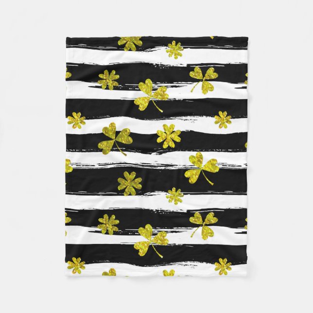 st patricks black white clover blanket (Front)