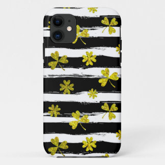 st patricks black white clover iPhone 11 case
