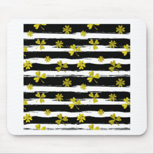 st patricks black white clover mouse mat