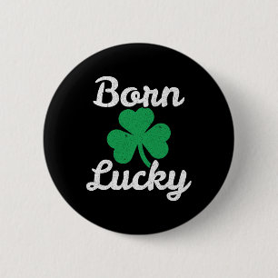 St Patricks Born Lucky Irish Descendant Leprechaun 6 Cm Round Badge
