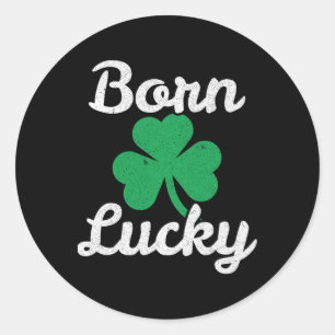 St Patricks Born Lucky Irish Descendant Leprechaun Classic Round Sticker