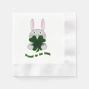 St. Patricks Bunny Proud to be Irish Shamrock Napkin