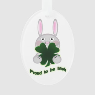 St. Patricks Bunny Proud to be Irish Shamrock Ornament