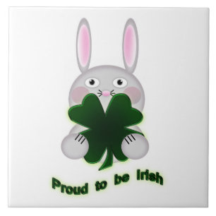 St. Patricks Bunny Proud to be Irish Shamrock Tile