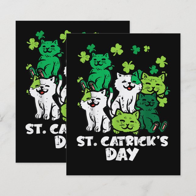 St Patricks Catricks Day Cats Saint Pattys (Front/Back)