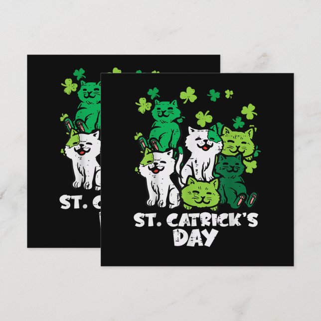 St Patricks Catricks Day Cats Saint Pattys (Front/Back)