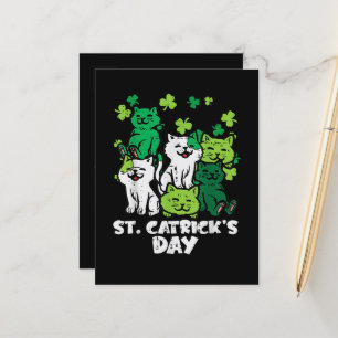 St Patricks Catricks Day Cats Saint Pattys Announcement Postcard