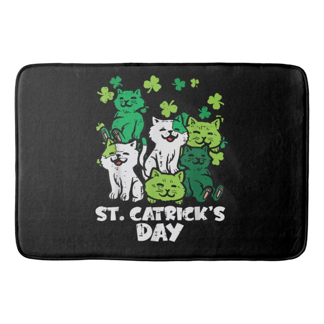 St Patricks Catricks Day Cats Saint Pattys Bath Mat (Front)