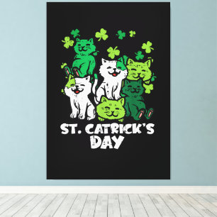 St Patricks Catricks Day Cats Saint Pattys Canvas Print