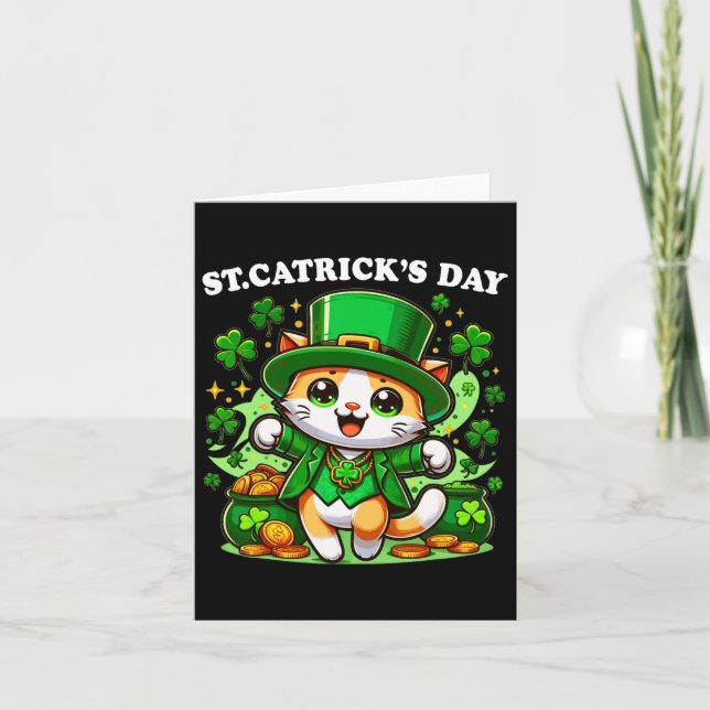 St Patricks Catricks Day Cats Saint Pattys Cat Lov Card (Front)