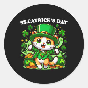 St Patricks Catricks Day Cats Saint Pattys Cat Lov Classic Round Sticker