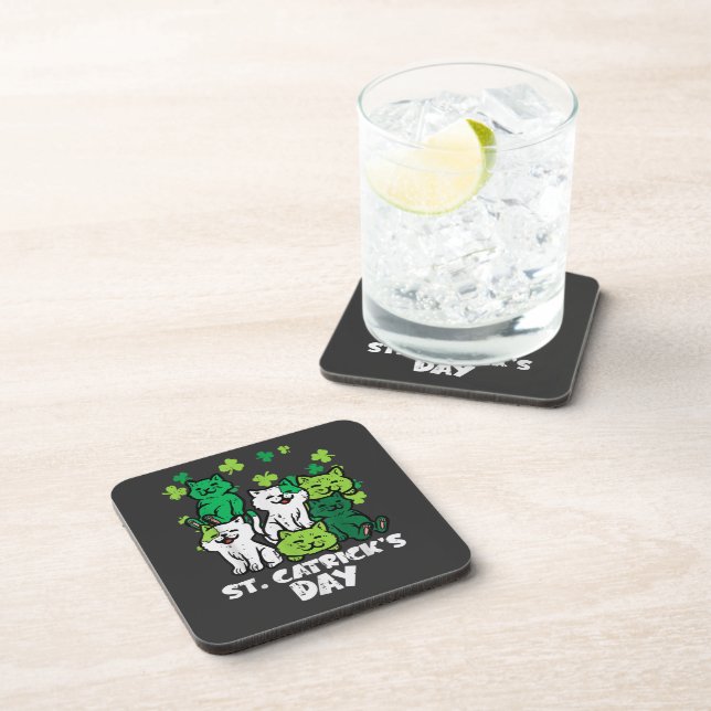 St Patricks Catricks Day Cats Saint Pattys Coaster (Right Side)