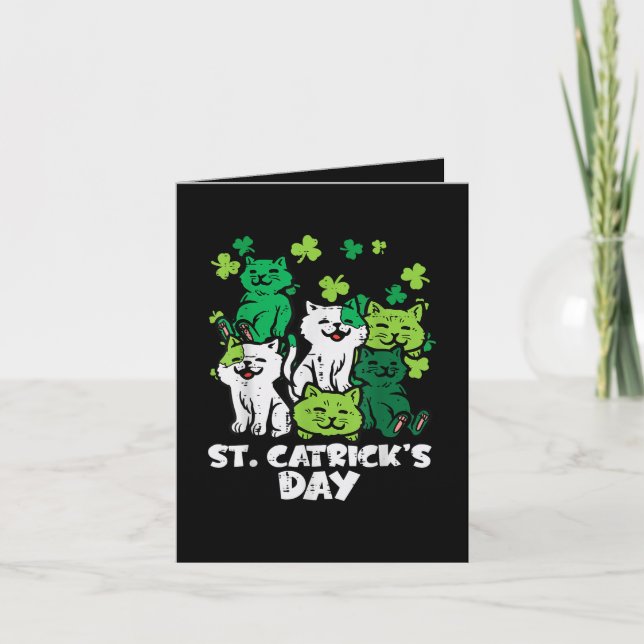St Patricks Catricks Day Cats Saint Pattys Holiday Card (Front)