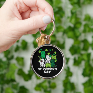 St Patricks Catricks Day Cats Saint Pattys Key Ring