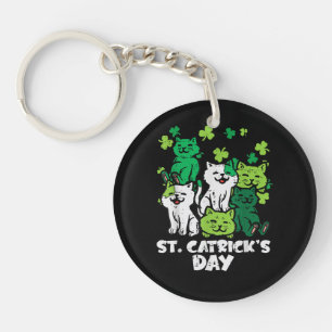 St Patricks Catricks Day Cats Saint Pattys Key Ring