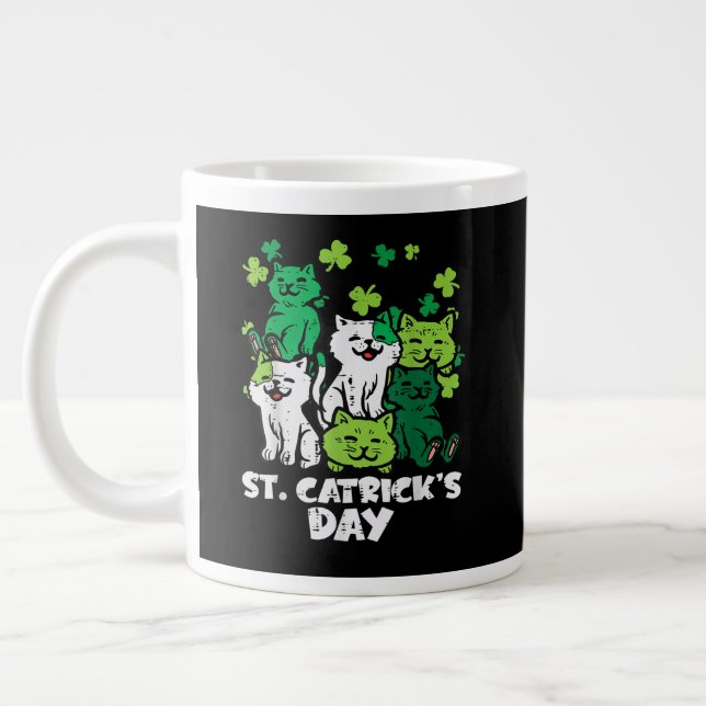 St Patricks Catricks Day Cats Saint Pattys Large Coffee Mug (Left)