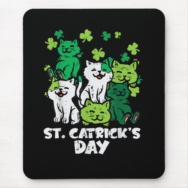 St Patricks Catricks Day Cats Saint Pattys Mouse Mat (Front)