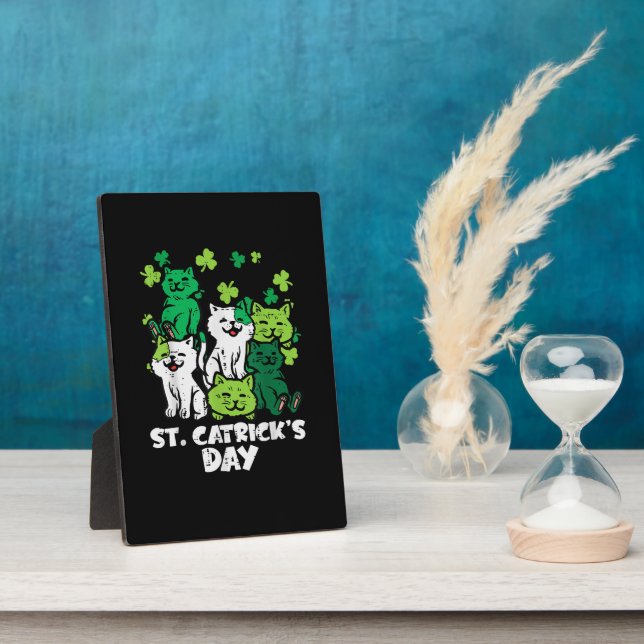 St Patricks Catricks Day Cats Saint Pattys Plaque (Side)