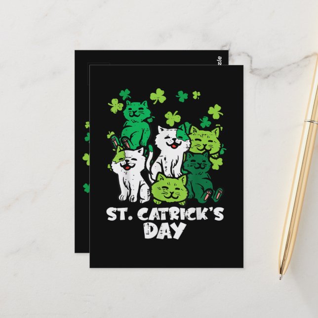 St Patricks Catricks Day Cats Saint Pattys Postcard (Front/Back In Situ)